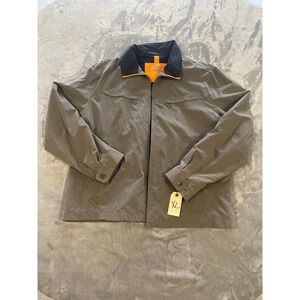 London Fog Mens XL Harrington Jacket Taupe Brown Mesh Lined Full Zip Windbreaker